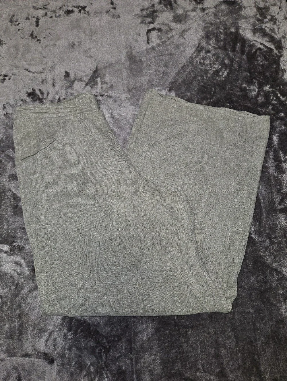 FLAX Women's Light Sage Linen Pants Large Classic Casual Granola Closet Staple
